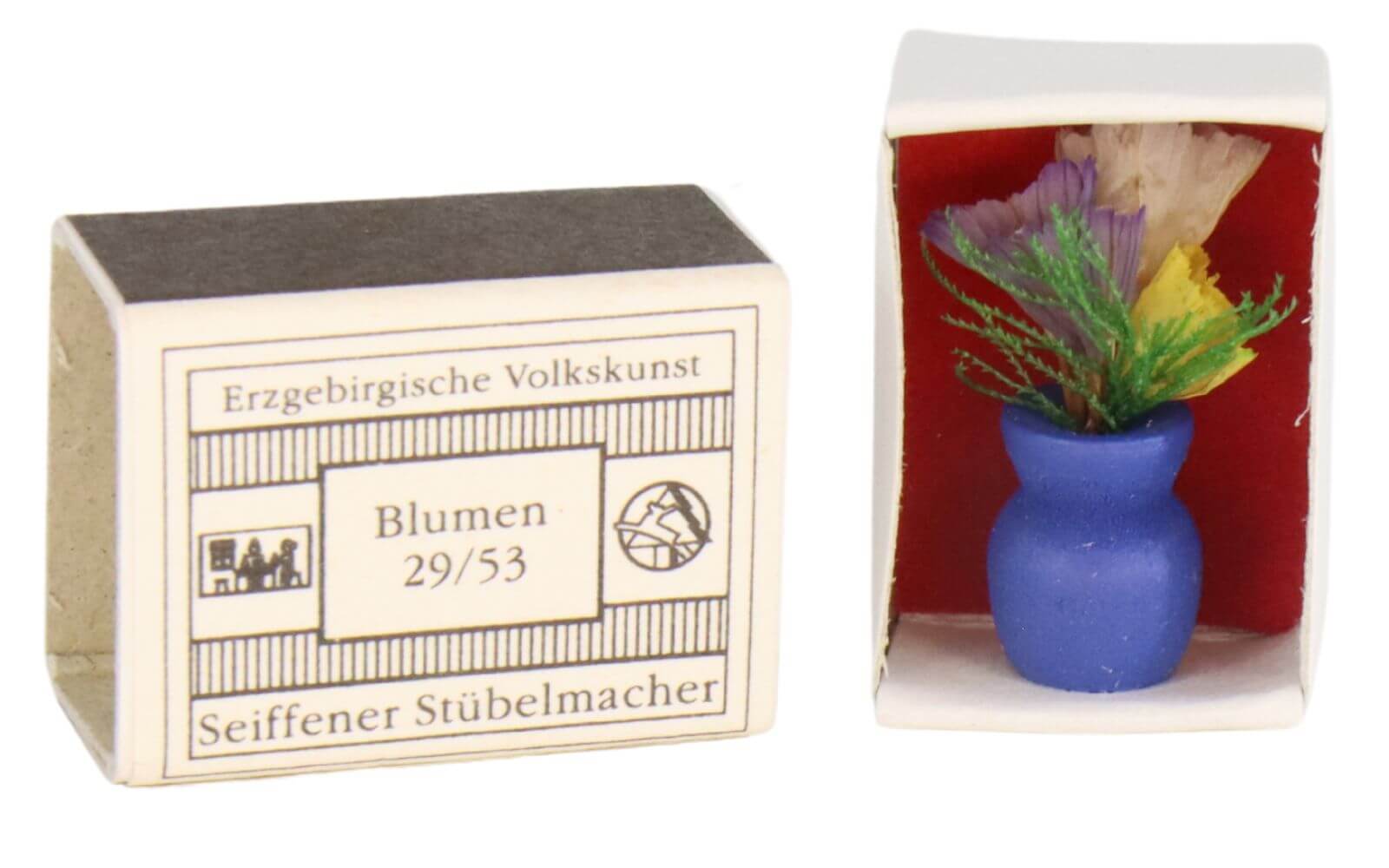 Mini-Zündholzschachtel Blumen, blau von Gunter Flath