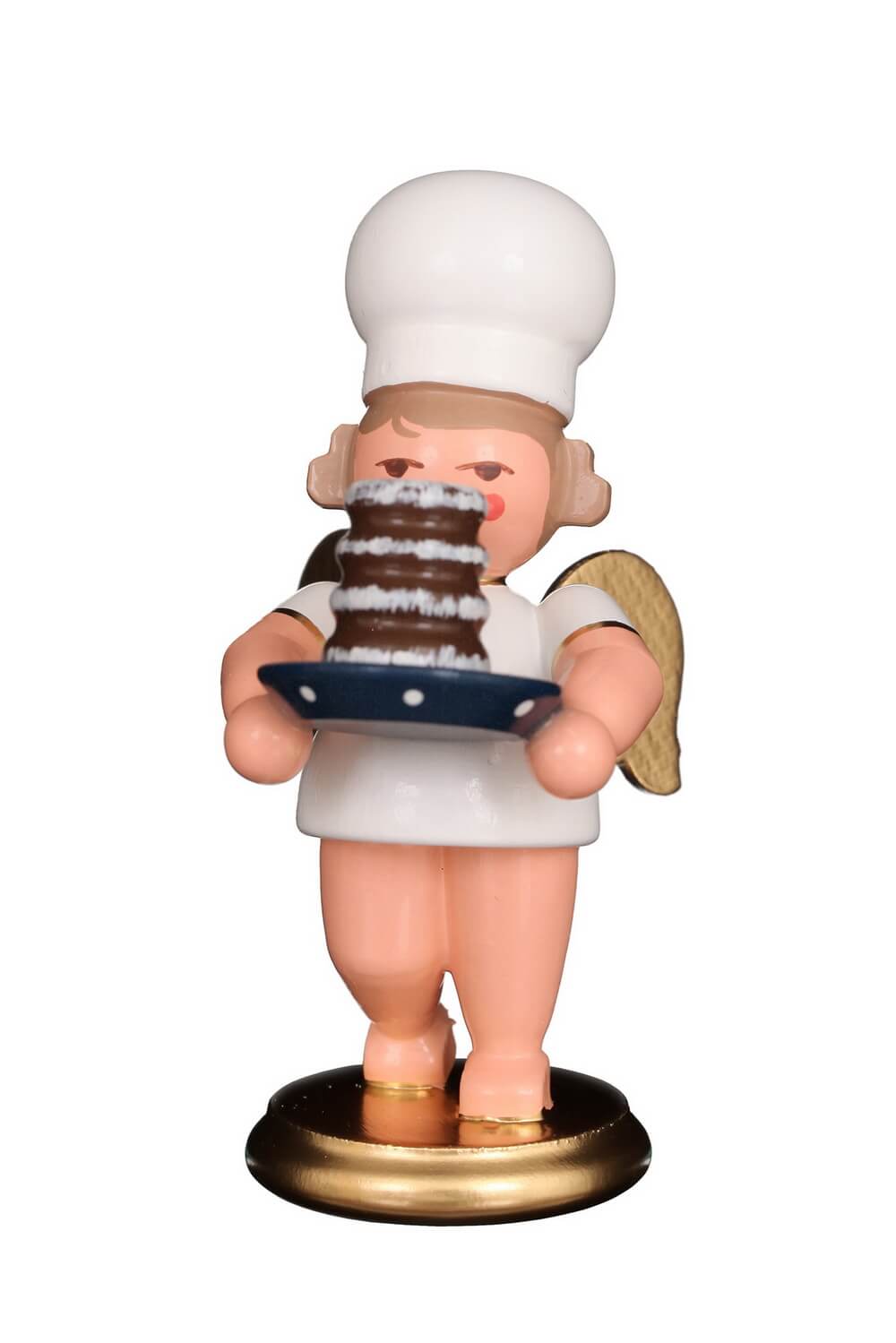 Weihnachtsengel - Bäckerengel mit Baumkuchen, 8 cm, farbig von Christian Ulbricht