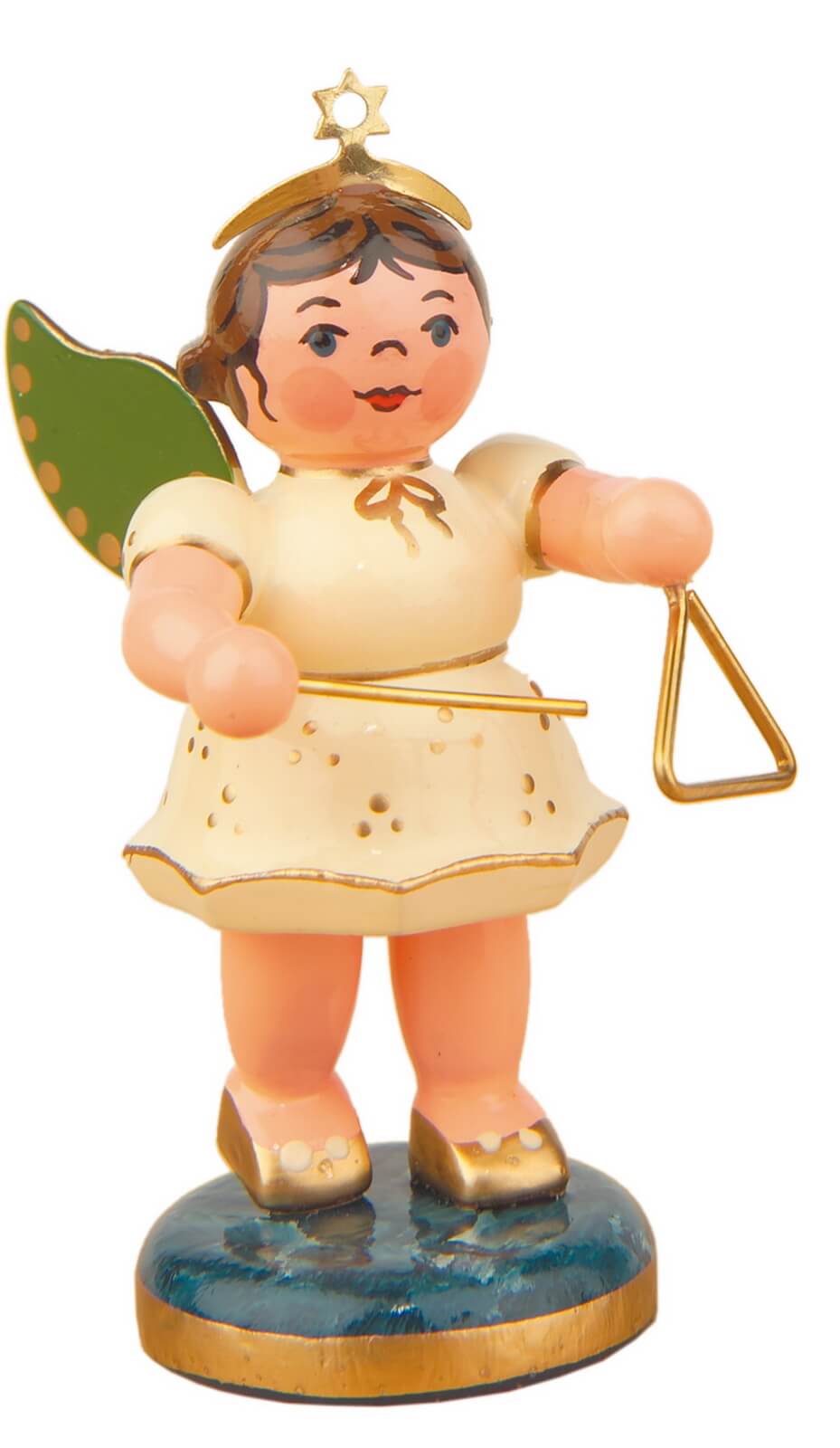 Miniatur Weihnachtsengel mit Triangel von Hubrig Volkskunst
