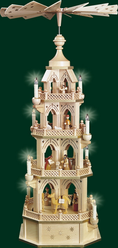 Weihnachtspyramide Gotik Christi Geburt, 4 - stöckig von Richard Glässer GmbH