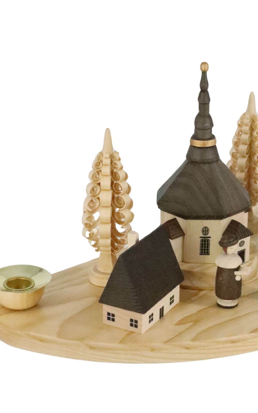 Weihnachtskerzenhalter Seiffener Dorf mit Kurrende, natur, 30 cm von Albin Preißler_4