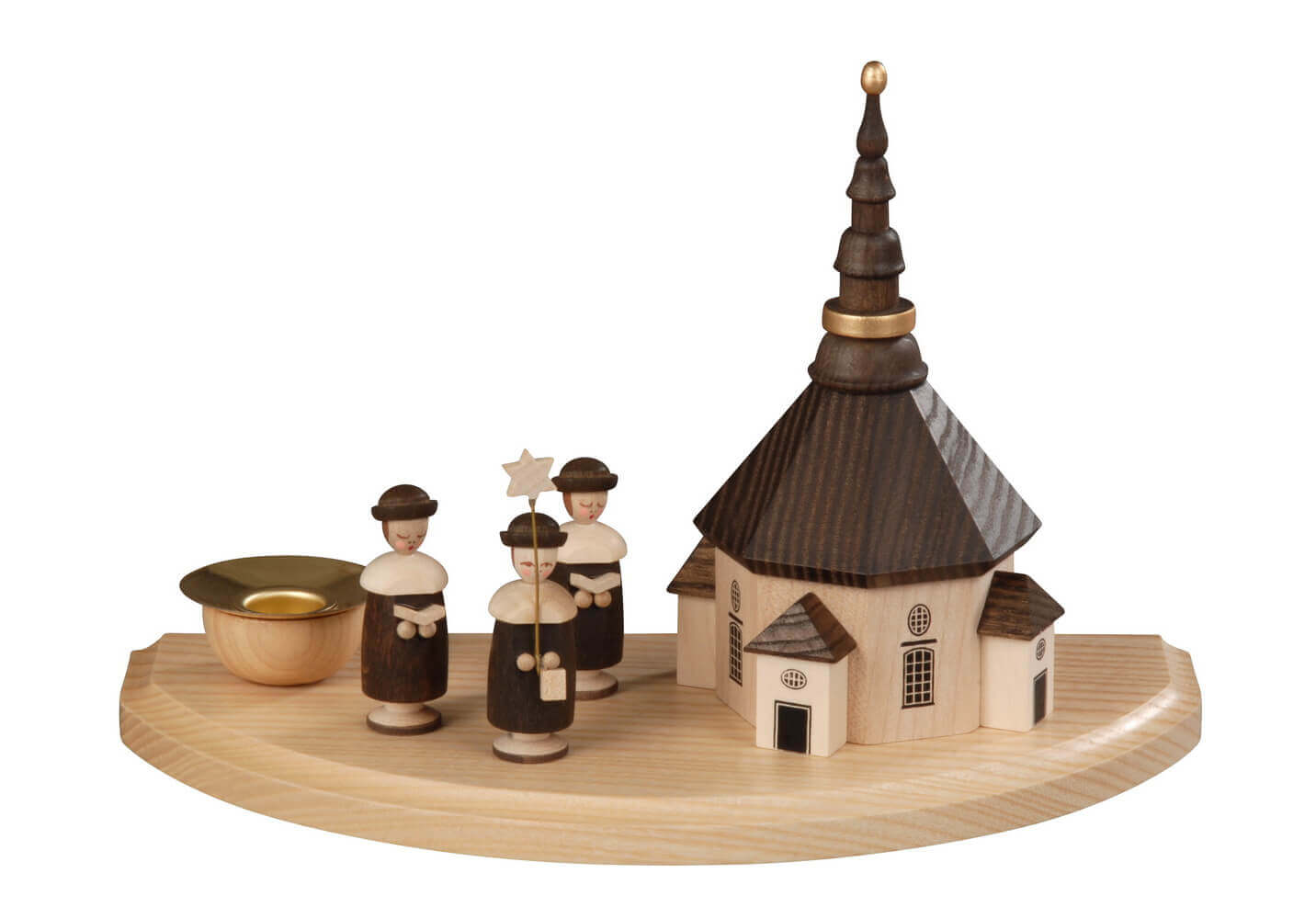 Kerzenhalter Seiffener Kirche mit Kurrende, 20 cm von Albin Preißler