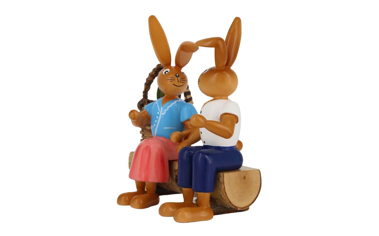 Osterhasenpaar auf Bank, 9 cm von Holzkunst Gahlenz_2