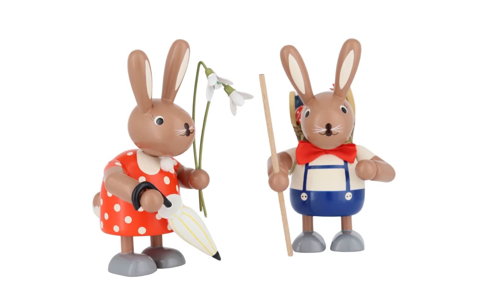 Osterhasenpaar mit Schneeglöckchen und Tragekorb, 11 cm von KWO_3