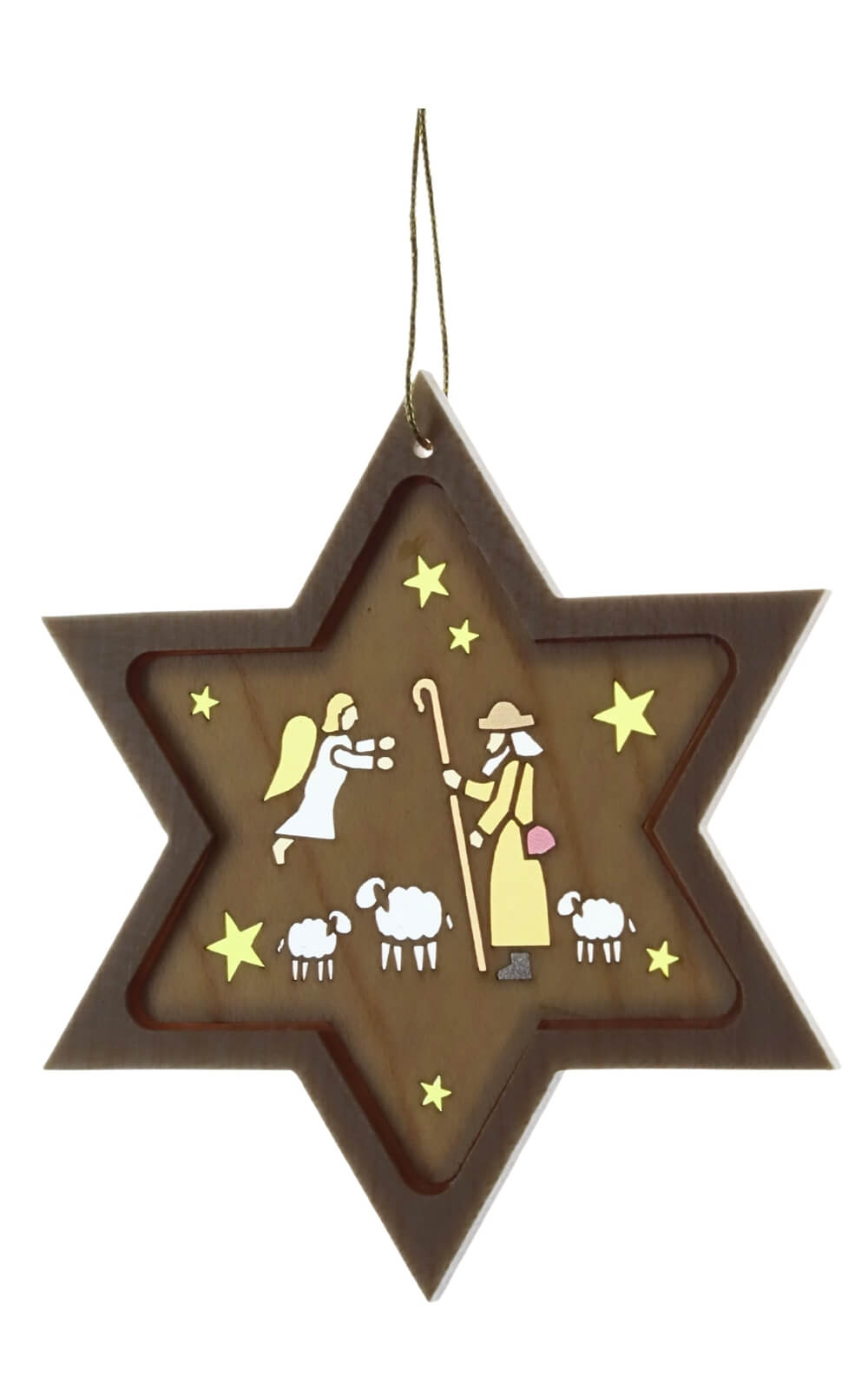 Christbaumschmuck Stern mit Diaphanbild Hirte von Richard Glässer_2