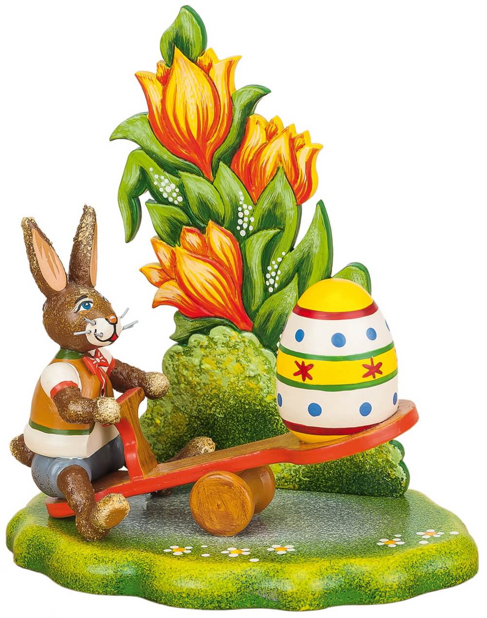 Osterhase mit Ostereierwippe, 12 cm von Hubrig Volkskunst