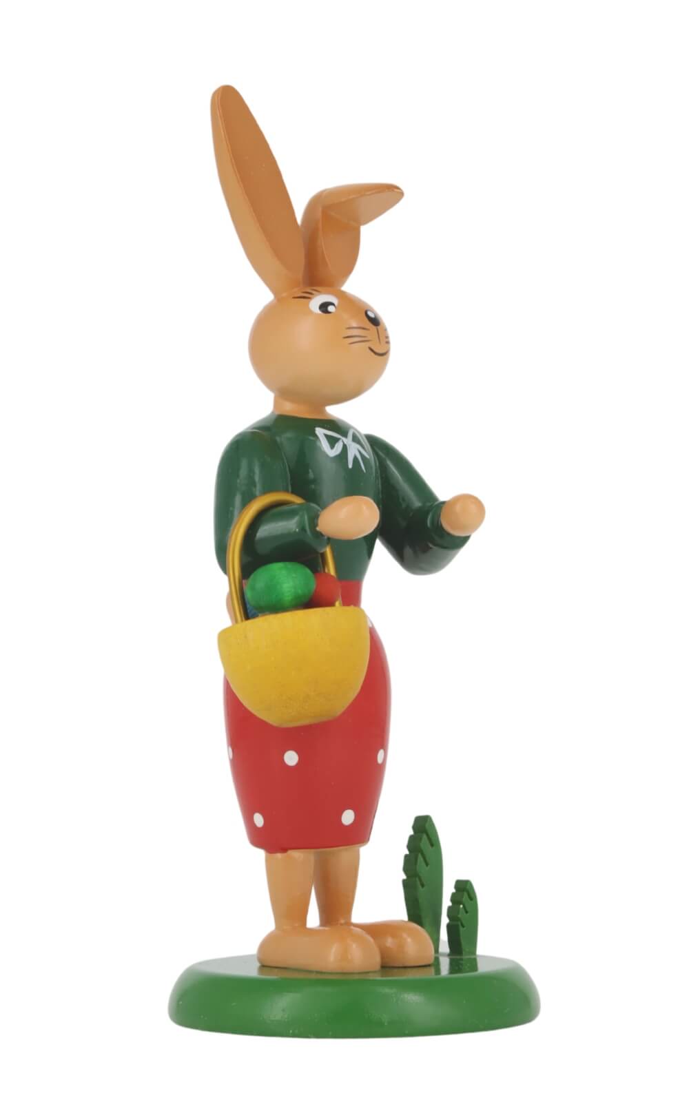 Osterhase - Häsin mit Körbchen, 12 cm von Holzkunst Gahlenz_2