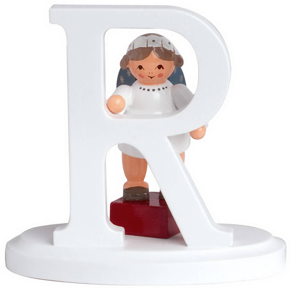 Miniatur - Weihnachtsengel mit dem Buchstaben R, 7 cm von KWO
