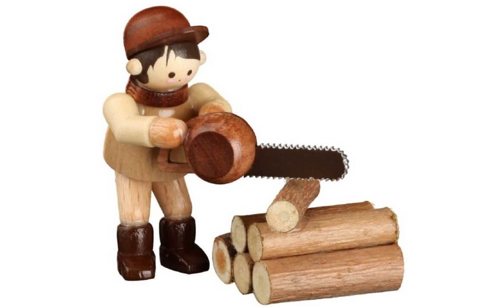 Miniatur Motorkettensäger, 4 cm, natur von Romy Thiel