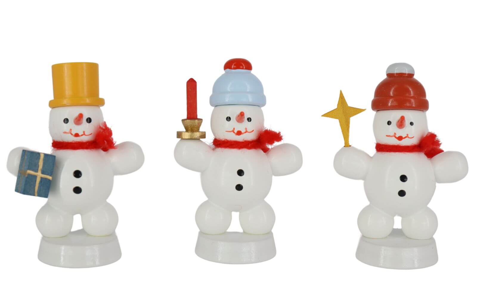 Miniatur - Schneemanntrio IV, farbig, 5 cm von Ralf Zenker