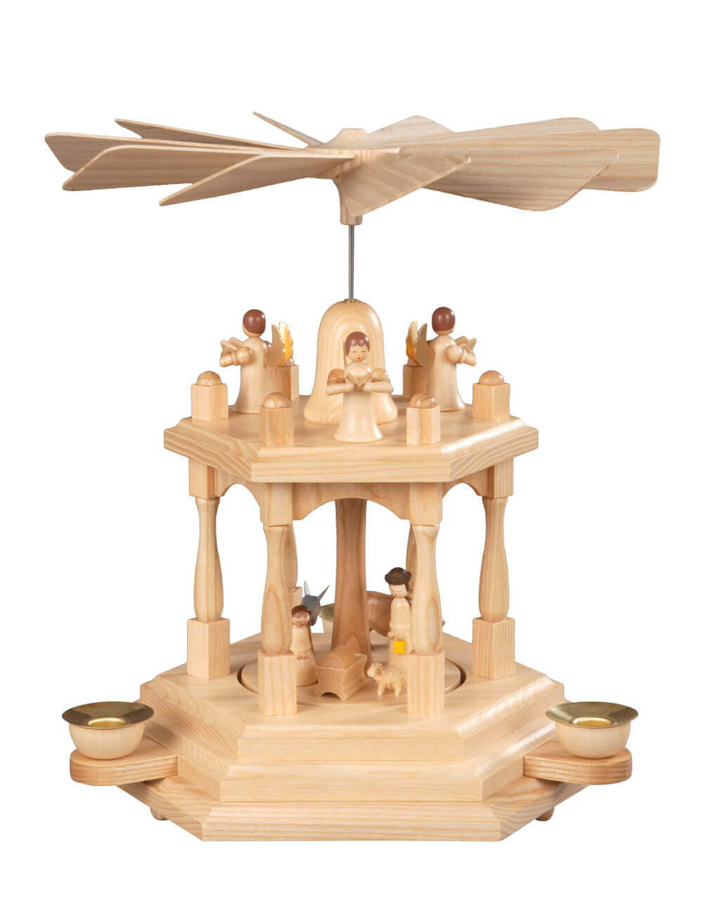 Weihnachtspyramide Heilige Familie, natur, 2-stöckig, 29 cm von Albin Preißler