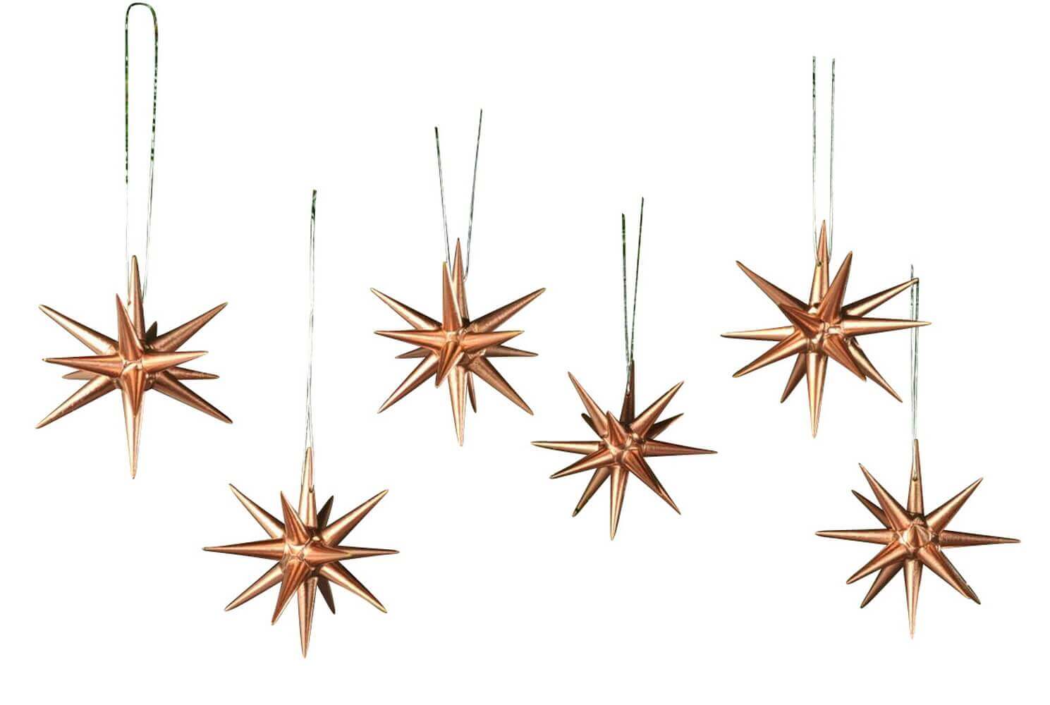 Christbaumschmuck aus Holz, Weihnachtssterne kupfer, 6-teilig von Albin Preißler_Bild1