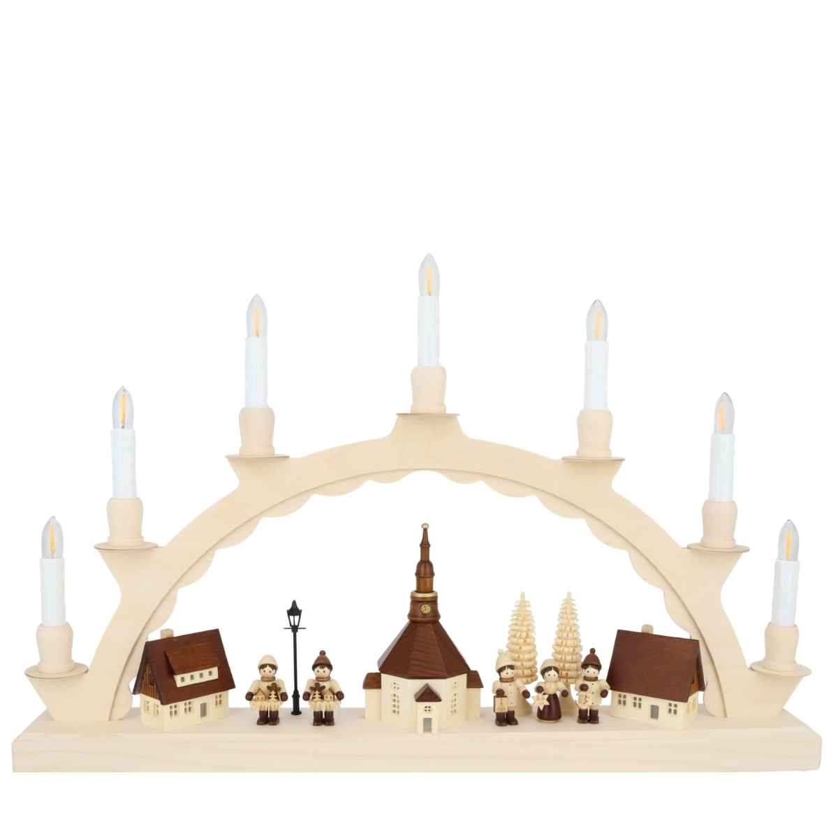 Schwibbogen Seiffener Dorf mit Romy Thiel Kinder, LED, 50 cm von SEIFFEN.COM _