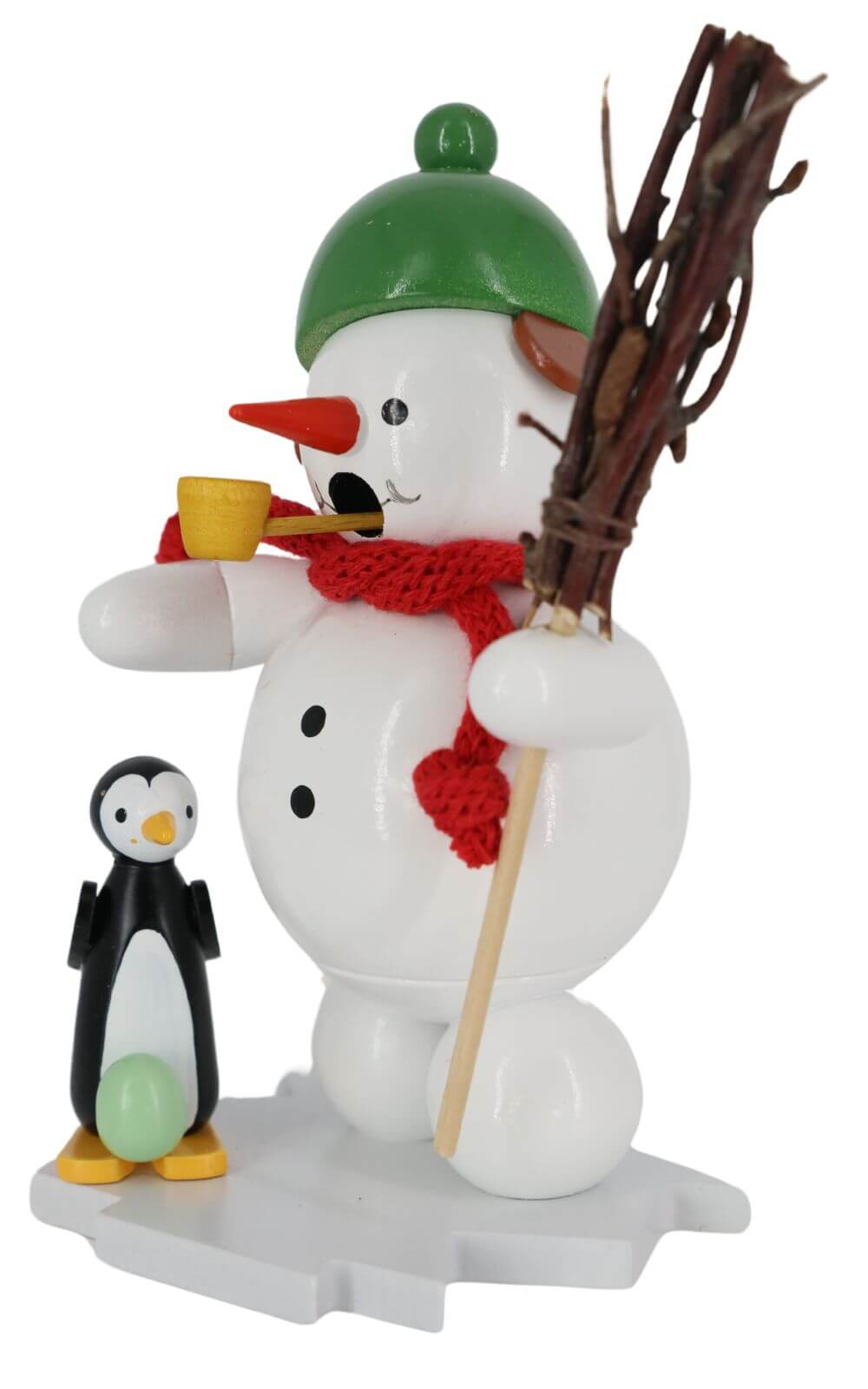 Räuchermännchen Schneemann mit Pinguin, 12 cm, farbig von Ralf Zenker_2
