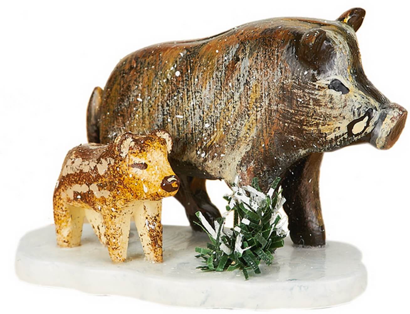 Miniatur Winterkind 4er Set Wildschweine von Hubrig Volkskunst