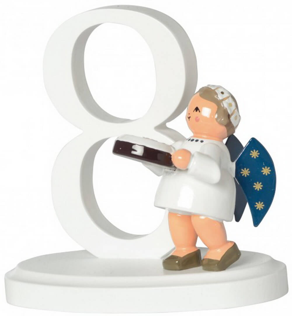 Miniatur Weihnachtsengel mit Zahl 8, 7 cm von KWO