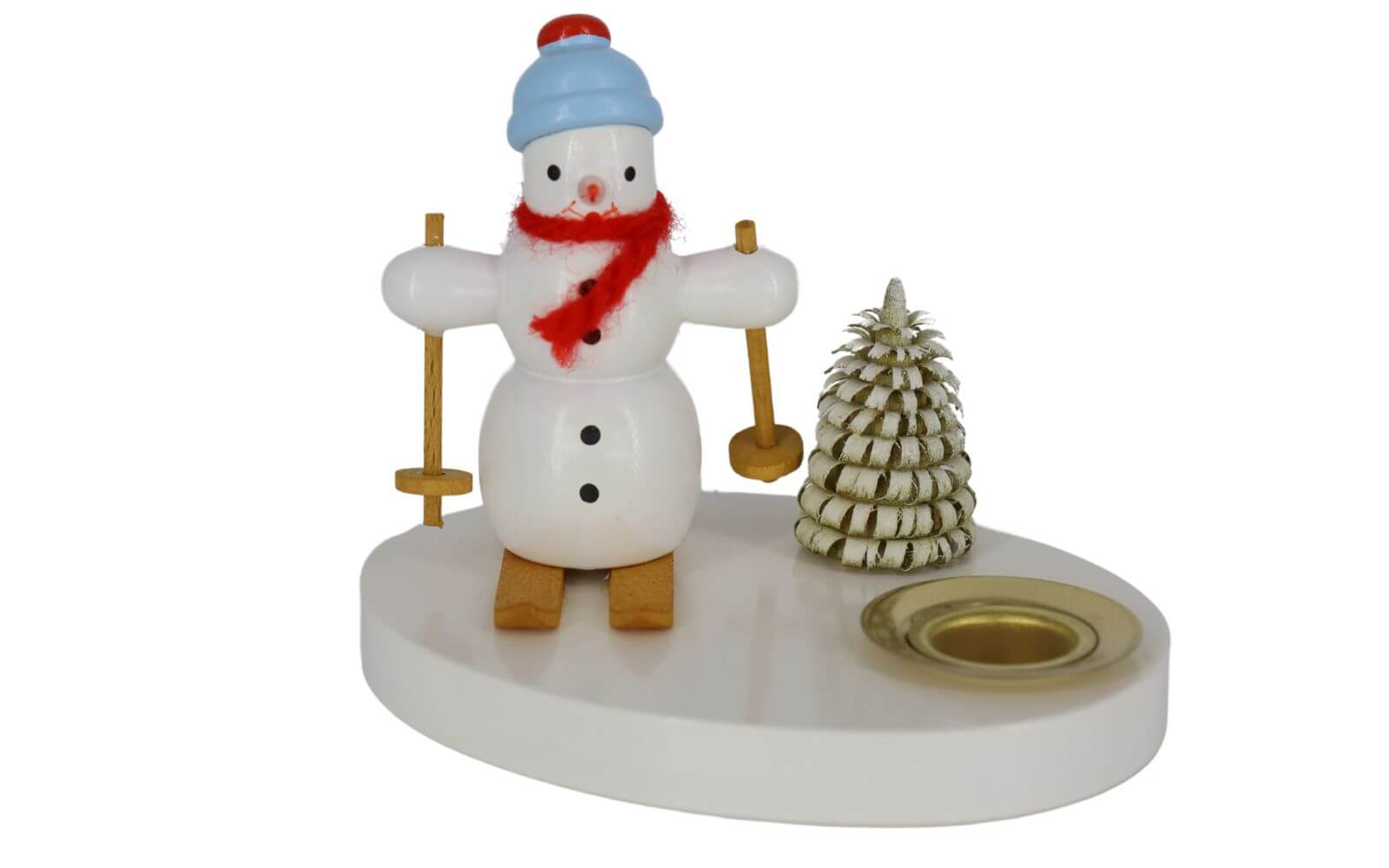 Kerzenhalter Schneemann mit Schneeschuhen, farbig, 8 cm von Ralf Zenker