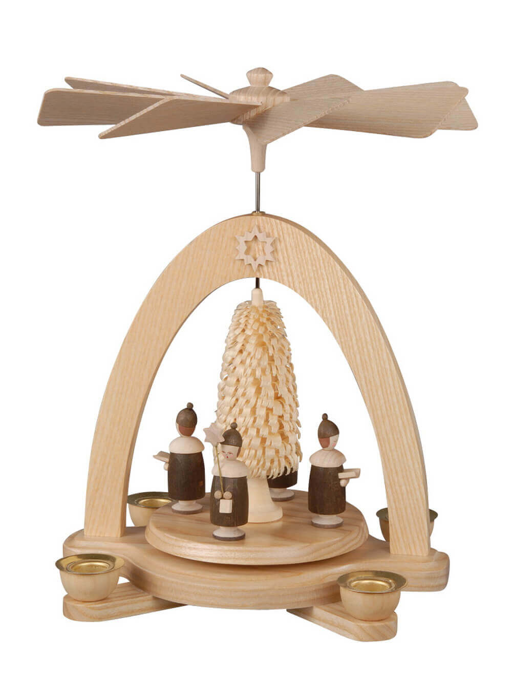 Weihnachtspyramide Kurrende mit Mütze und Ringelbäumchen, natur, 20 cm von Albin Preißler