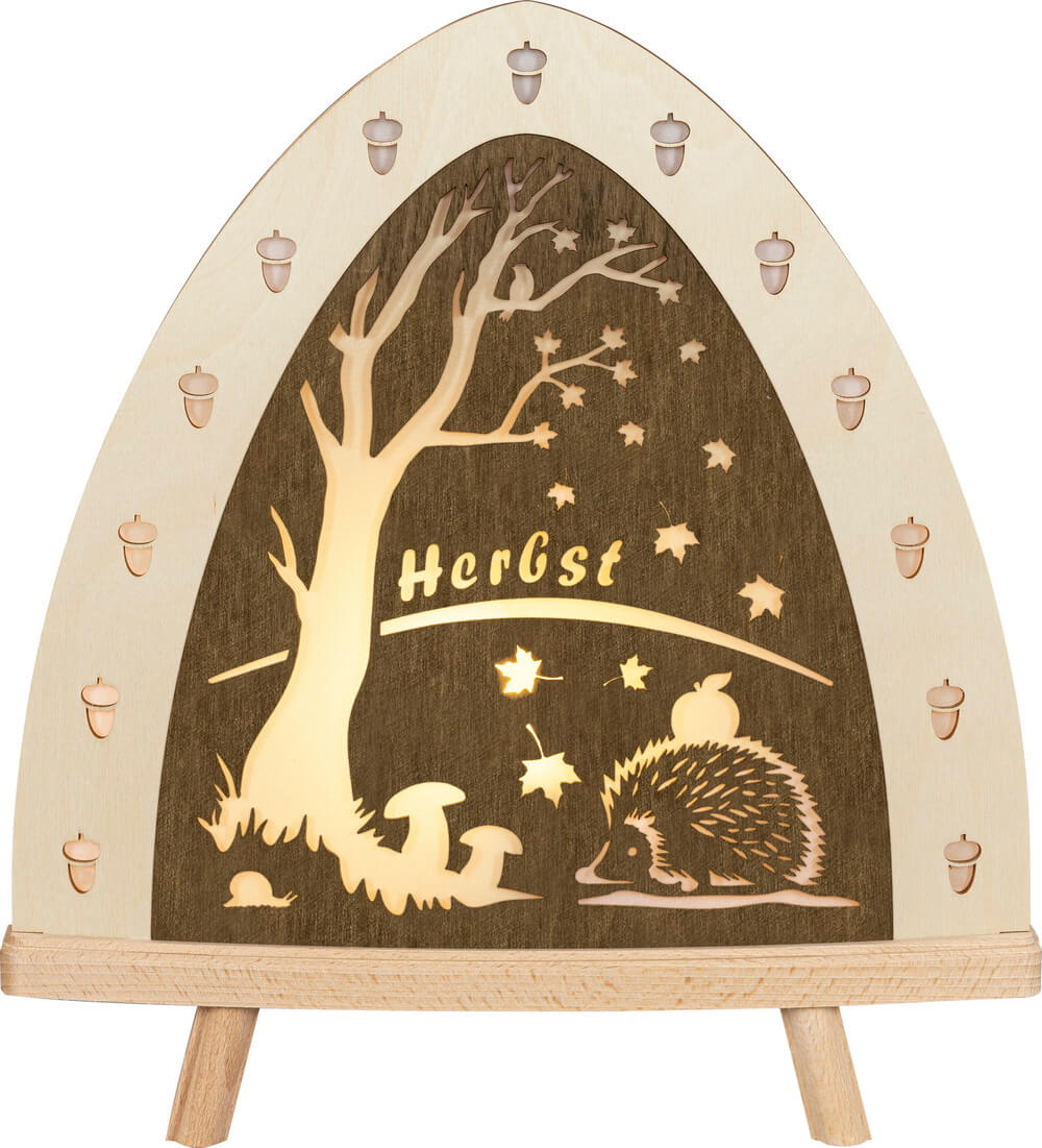 LED Standleuchte Herbst, elektrisch beleuchtet, 30 cm, natur von Weigla