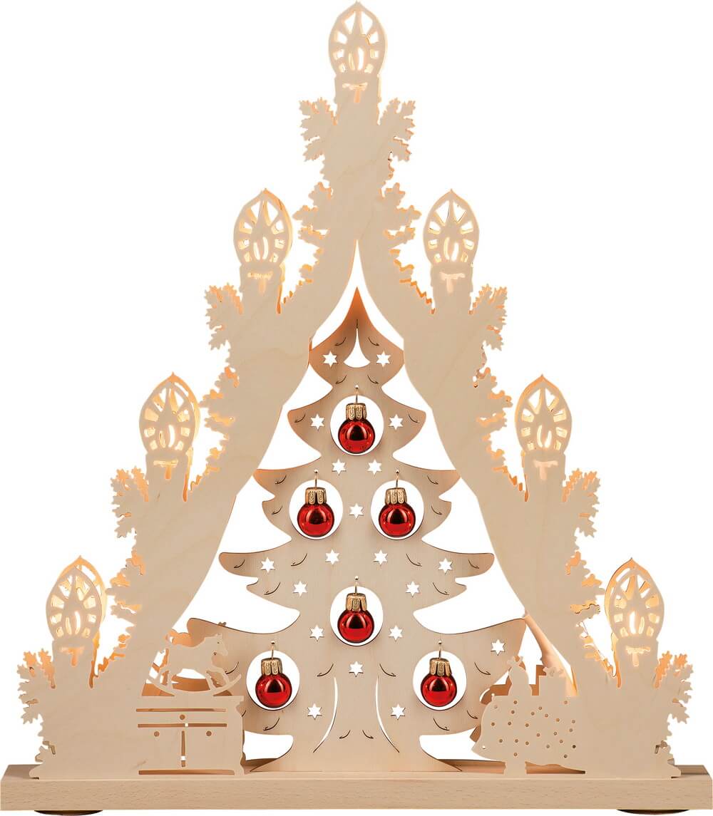 LED Lichterspitze Weihnachtsbaum mit roten Kugeln, 43 cm von Weigla