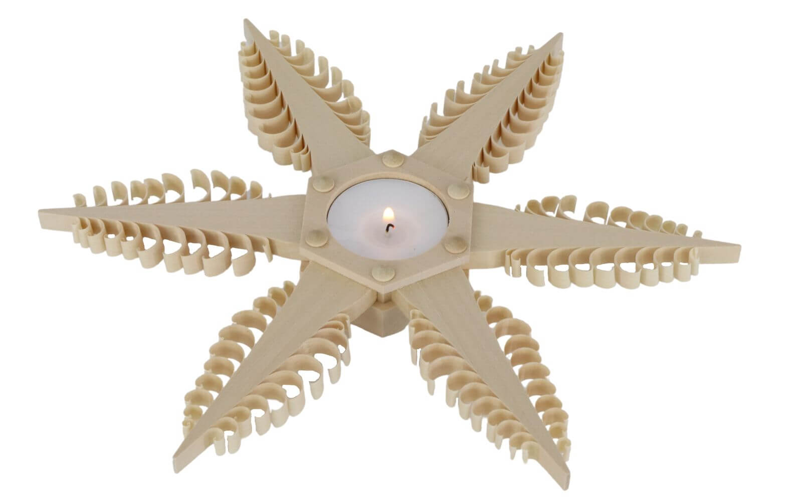 Weihnachtskerzenhalter Spanbaumstern für Teelichter von Martina Rudolph_2