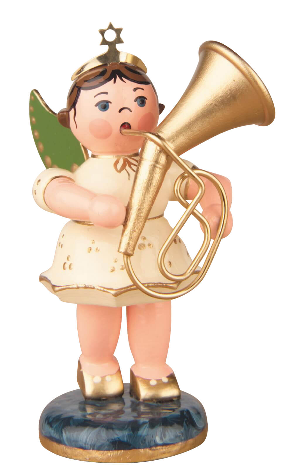 Miniatur - Weihnachtsengel mit Tenorhorn, 7 cm von Hubrig Volkskunst