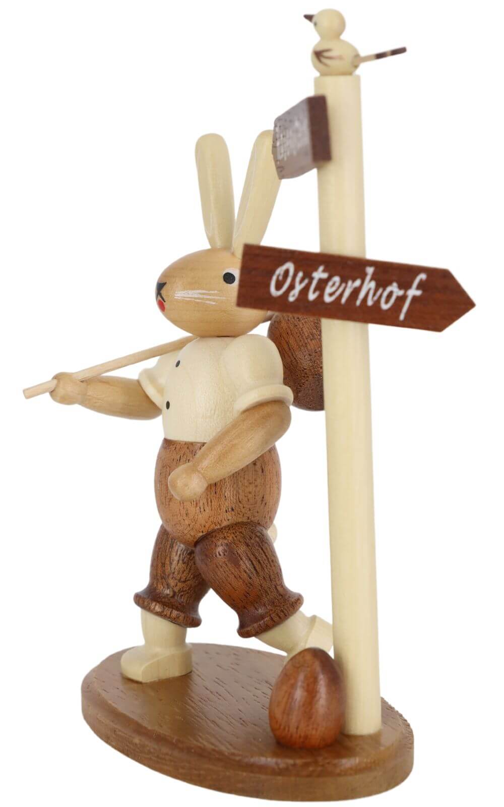 Hase Wanderer am Wegweiser, 14 cm, natur von Müller Kleinkunst_3