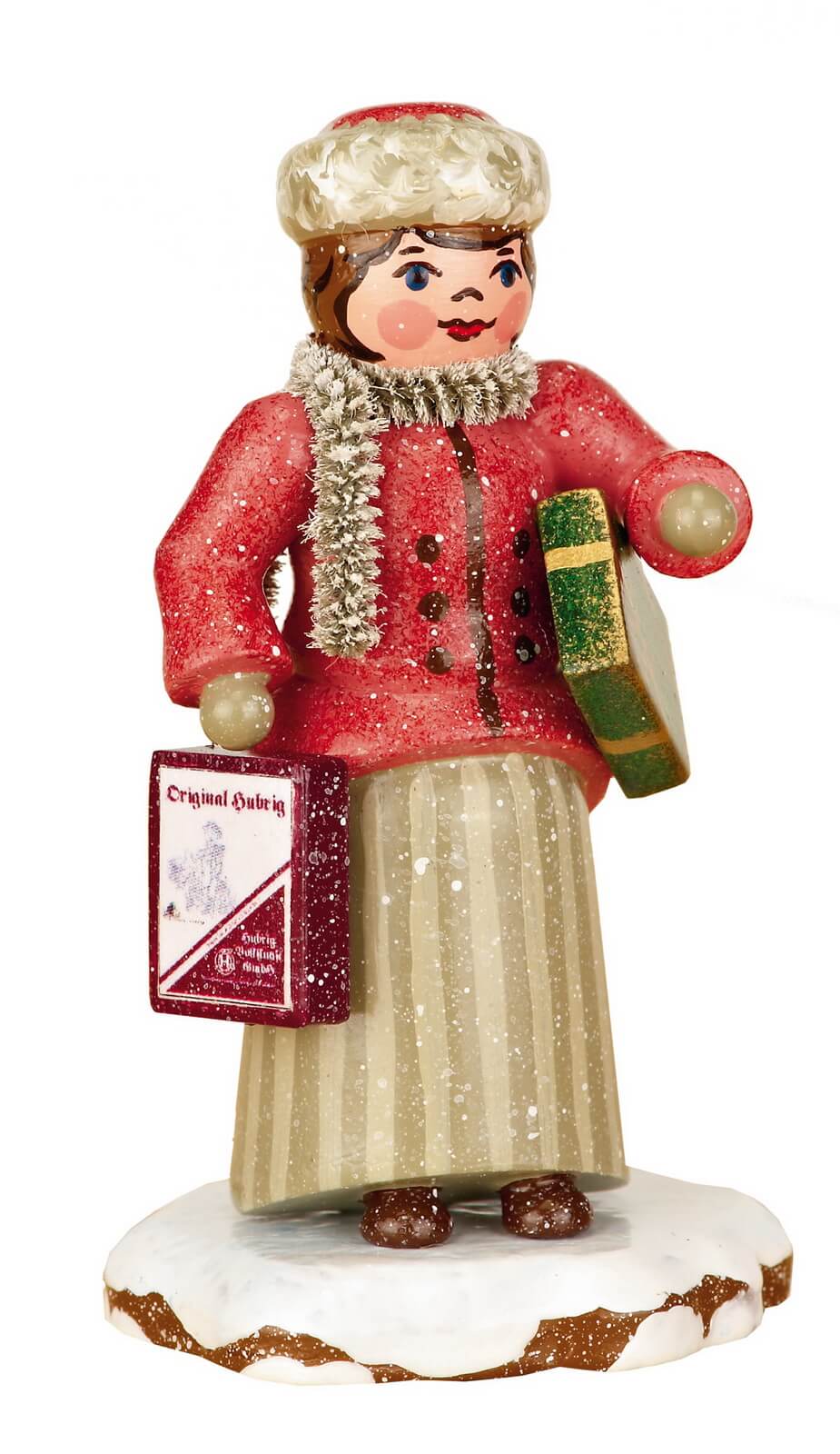 Miniatur Winterkind mit Weihnachtseinkäufen von Hubrig Volkskunst