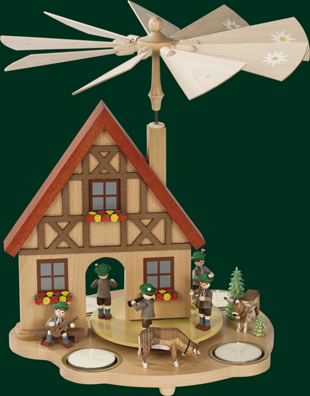 Weihnachtspyramide Haus Bayern für Teelichte, 29 cm von Richard Glässer_Bild2