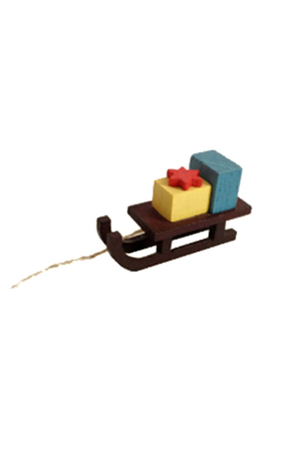 Christbaumschmuck Schlitten farbig, 4 cm von Spielwarenmacher Günther