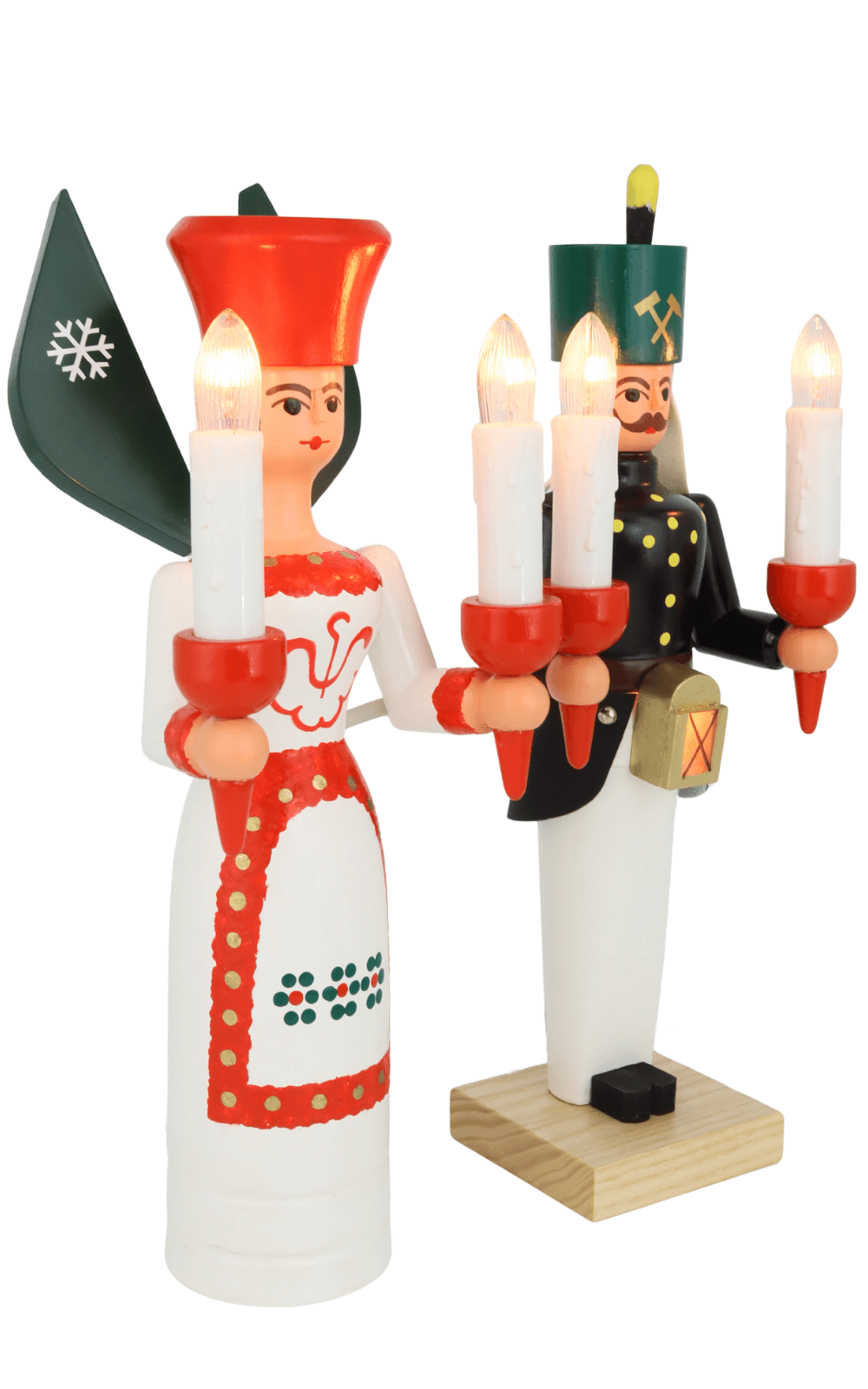 Engel und Bergmann, 26 cm, farbig, elektrisch beleuchtet von SEIFFEN.COM