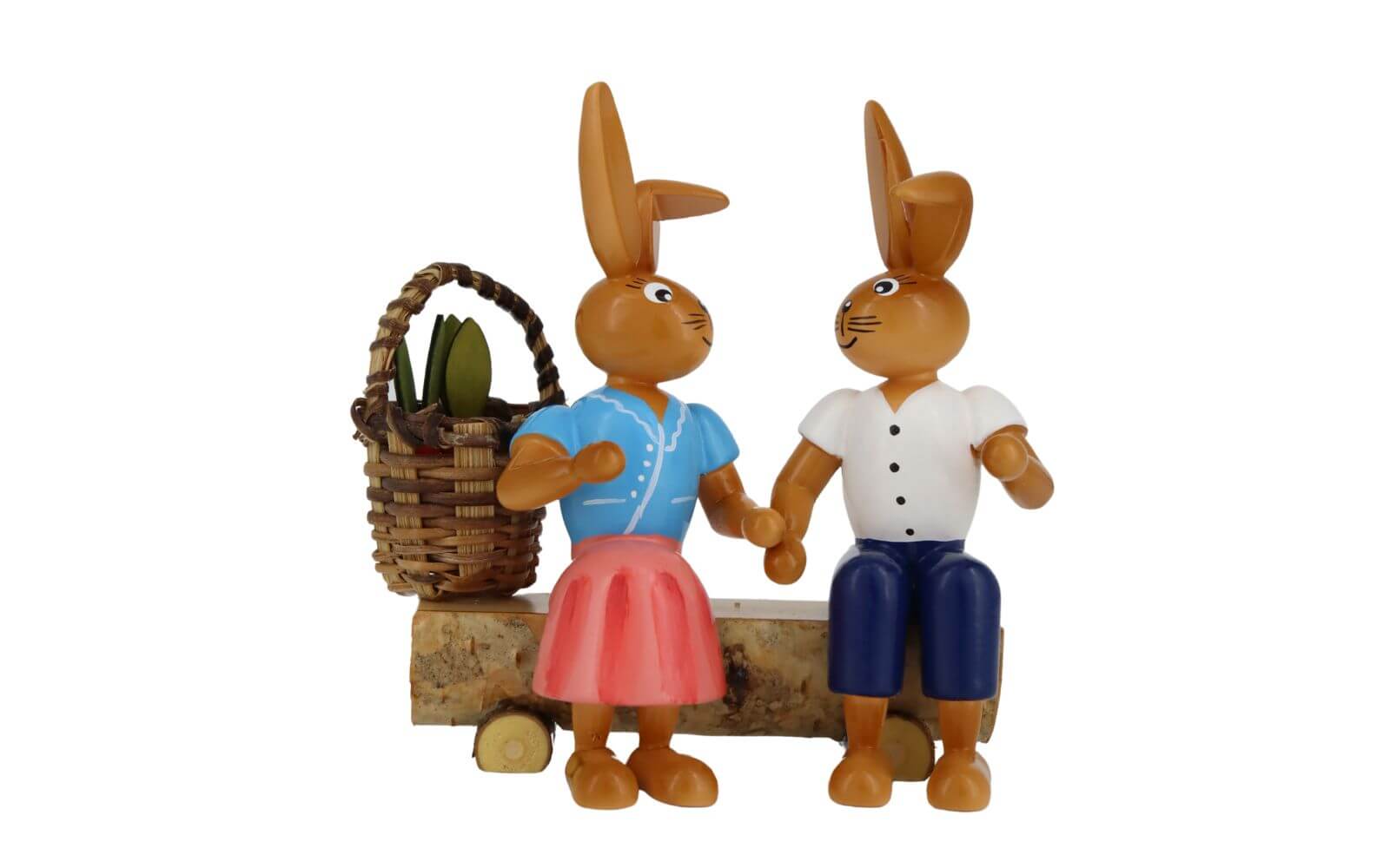 Osterhasenpaar auf Bank, 9 cm von Holzkunst Gahlenz_1