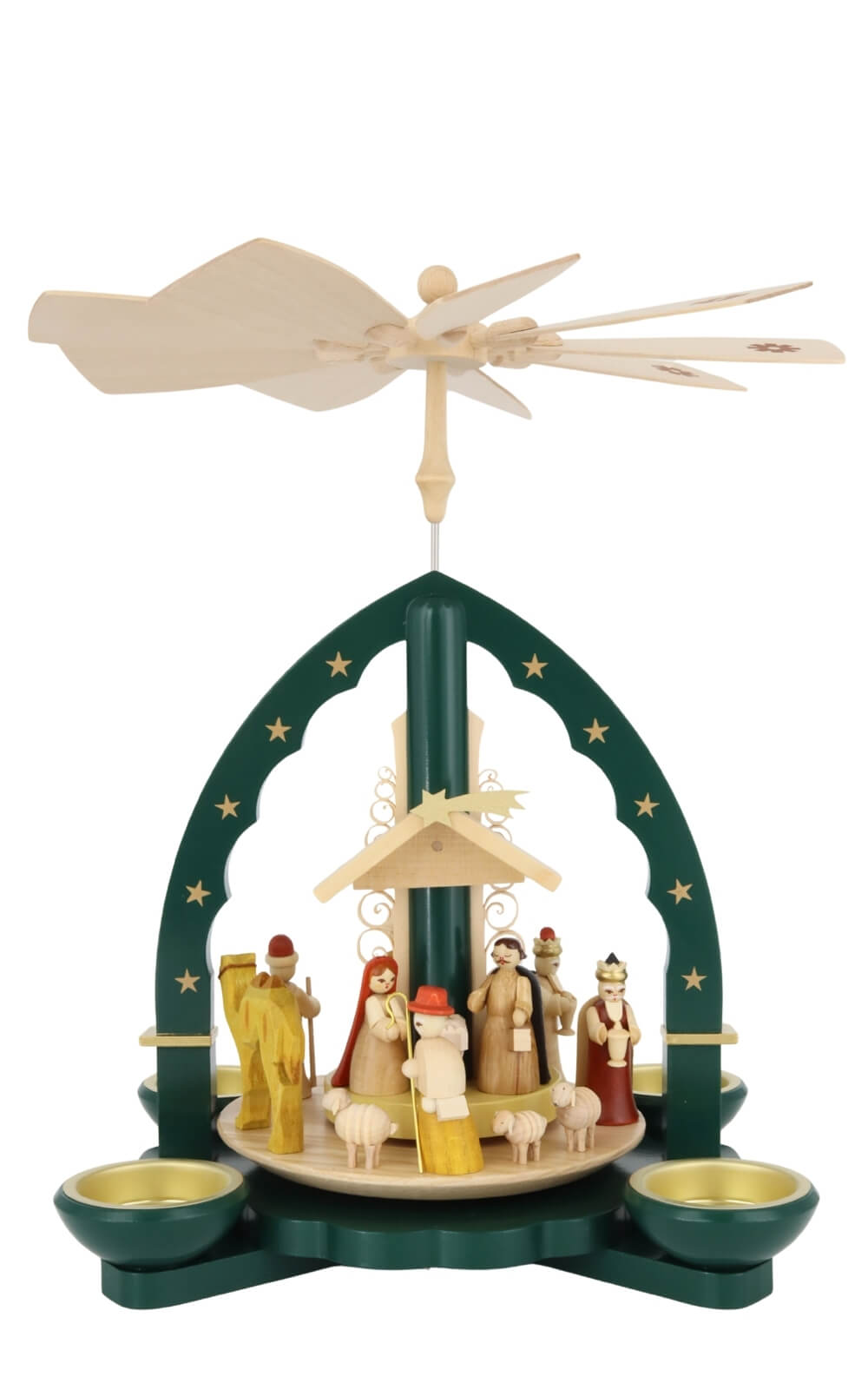 Weihnachtspyramide Christi Geburt für Teelicht und Kerzen, grün, 28 cm von Richard Glässer_8