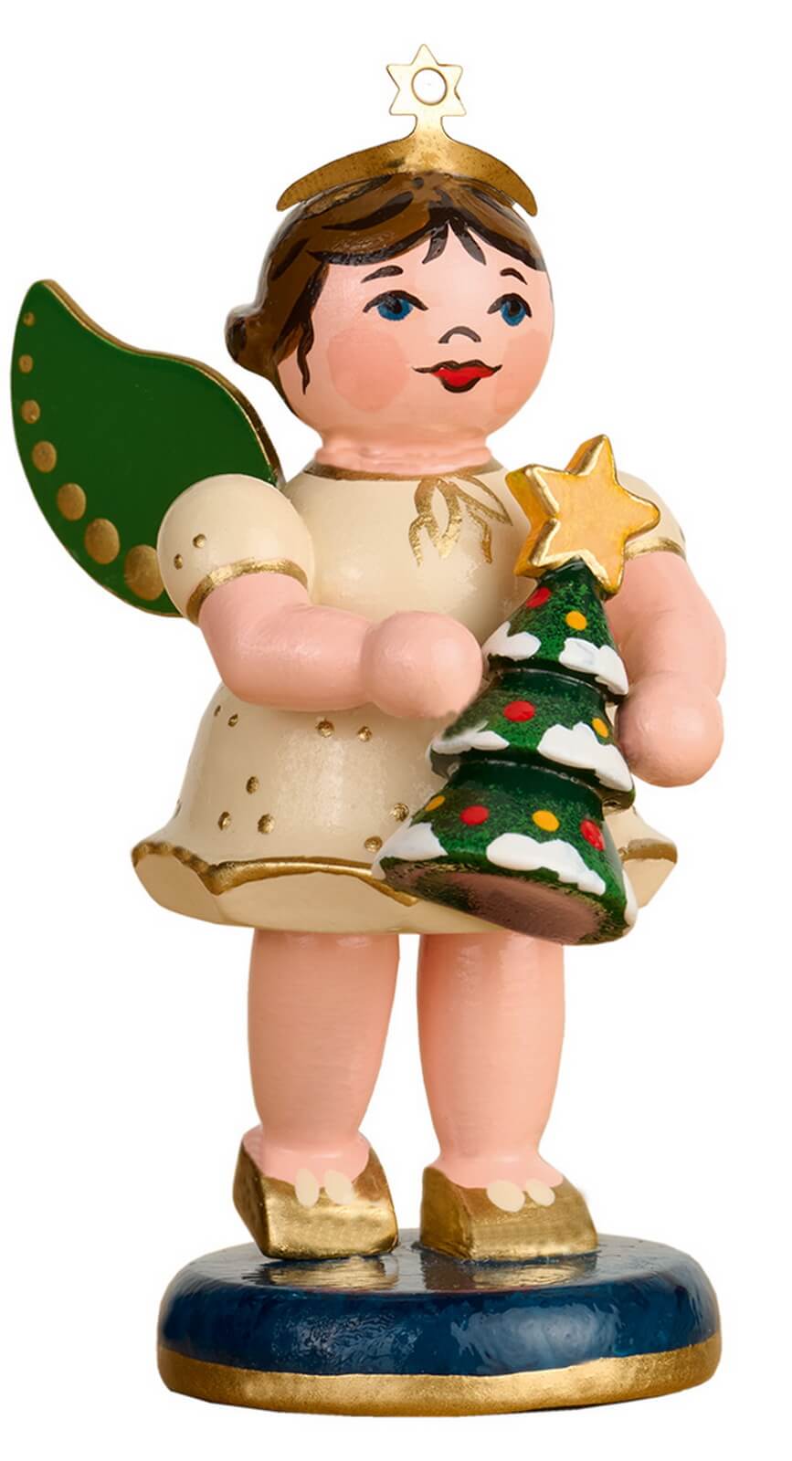 Miniatur Weihnachtsengel mit Tannenbaum, 6 cm von Hubrig Volkskunst