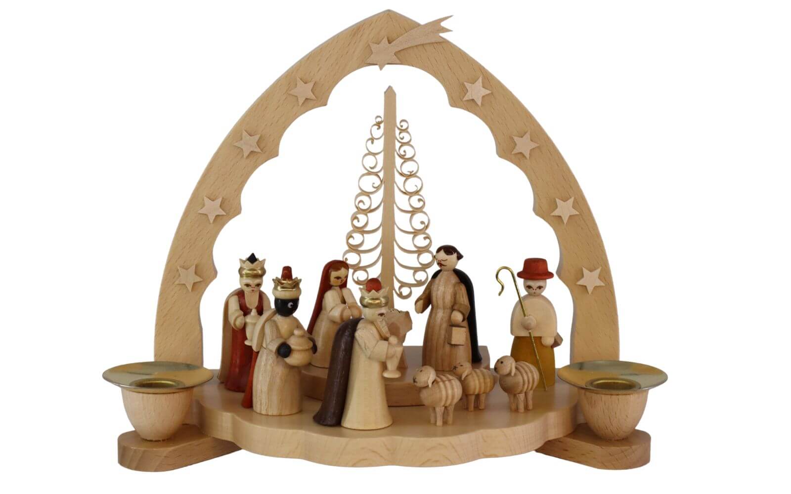 Kerzenhalter mit Heilige Familie, 20 cm, natur von Richard Glässer_1