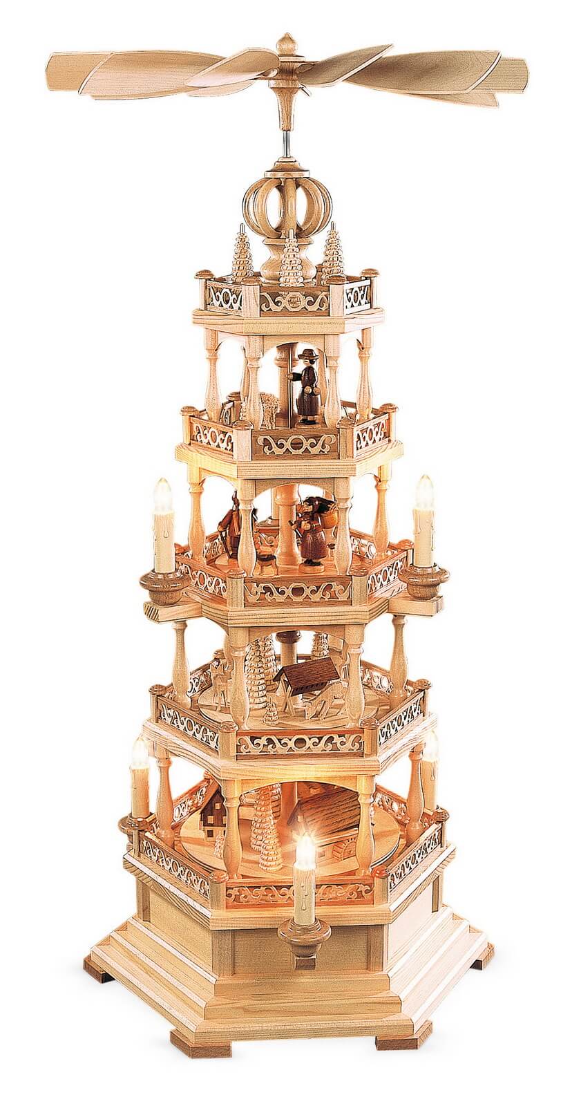Weihnachtspyramide Erzgebirgsmotiv, 5 – stöckig, elektrisch, 71 cm von Müller Kleinkunst