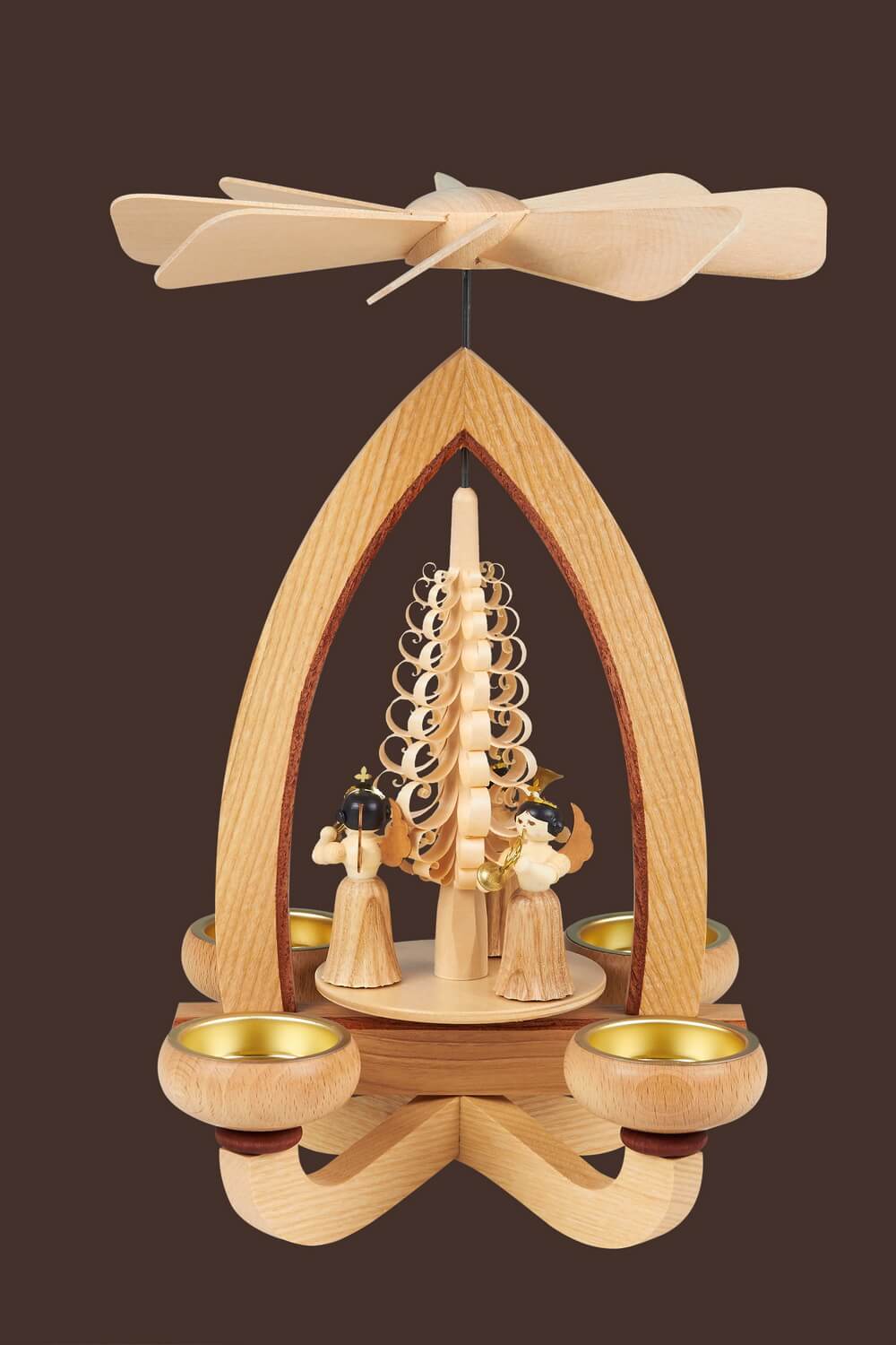 Weihnachtspyramide Faltenrockengel für Teelichte, 28 cm von Heinz Lorenz_Bild2