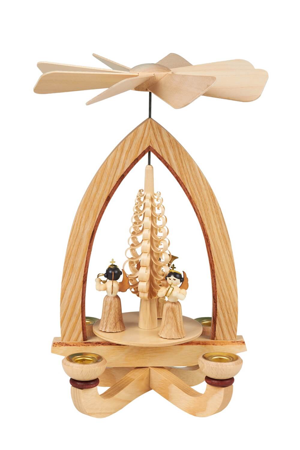 Weihnachtspyramide mit Langrockengel mit Falten, 28 cm, Heinz Lorenz Olbernhau/ Erzgebirge_Bild1