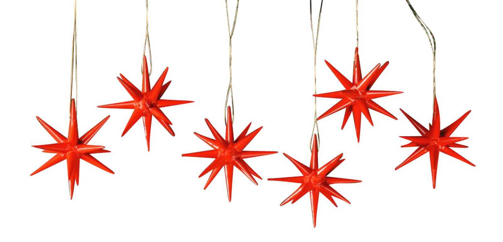 Christbaumschmuck aus Holz, Weihnachtssterne rot, 6-teilig von Albin Preißler_Bild1