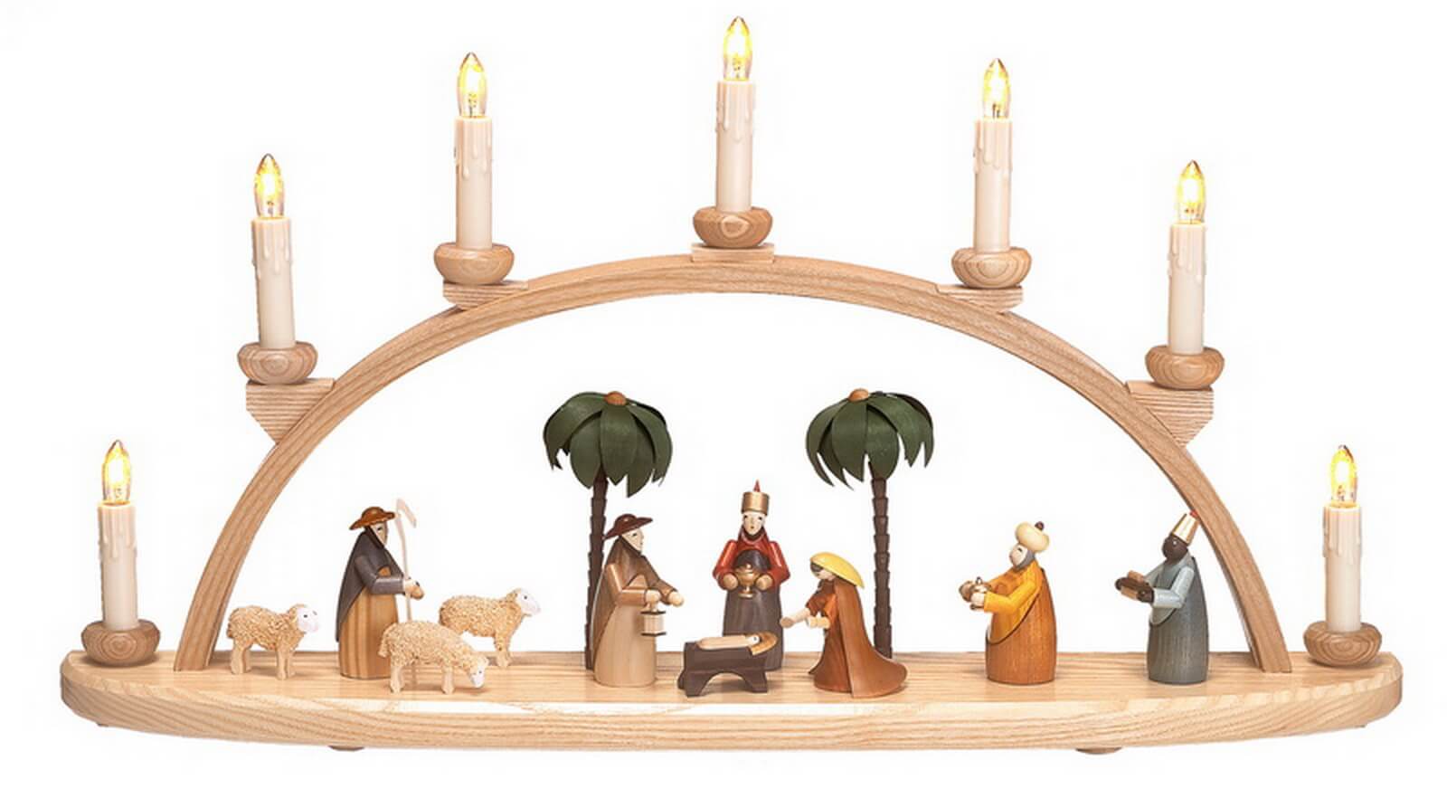 Schwibbogen mit Christi Geburt, farbig, elektrisch beleuchtet, 60 cm von Theo Lorenz