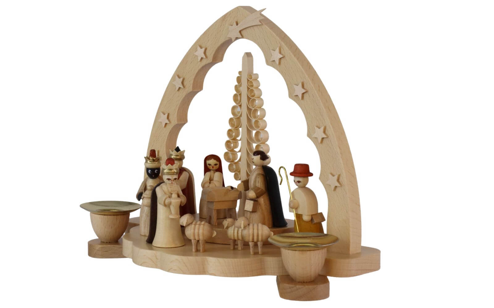 Kerzenhalter mit Heilige Familie, 20 cm, natur von Richard Glässer_3