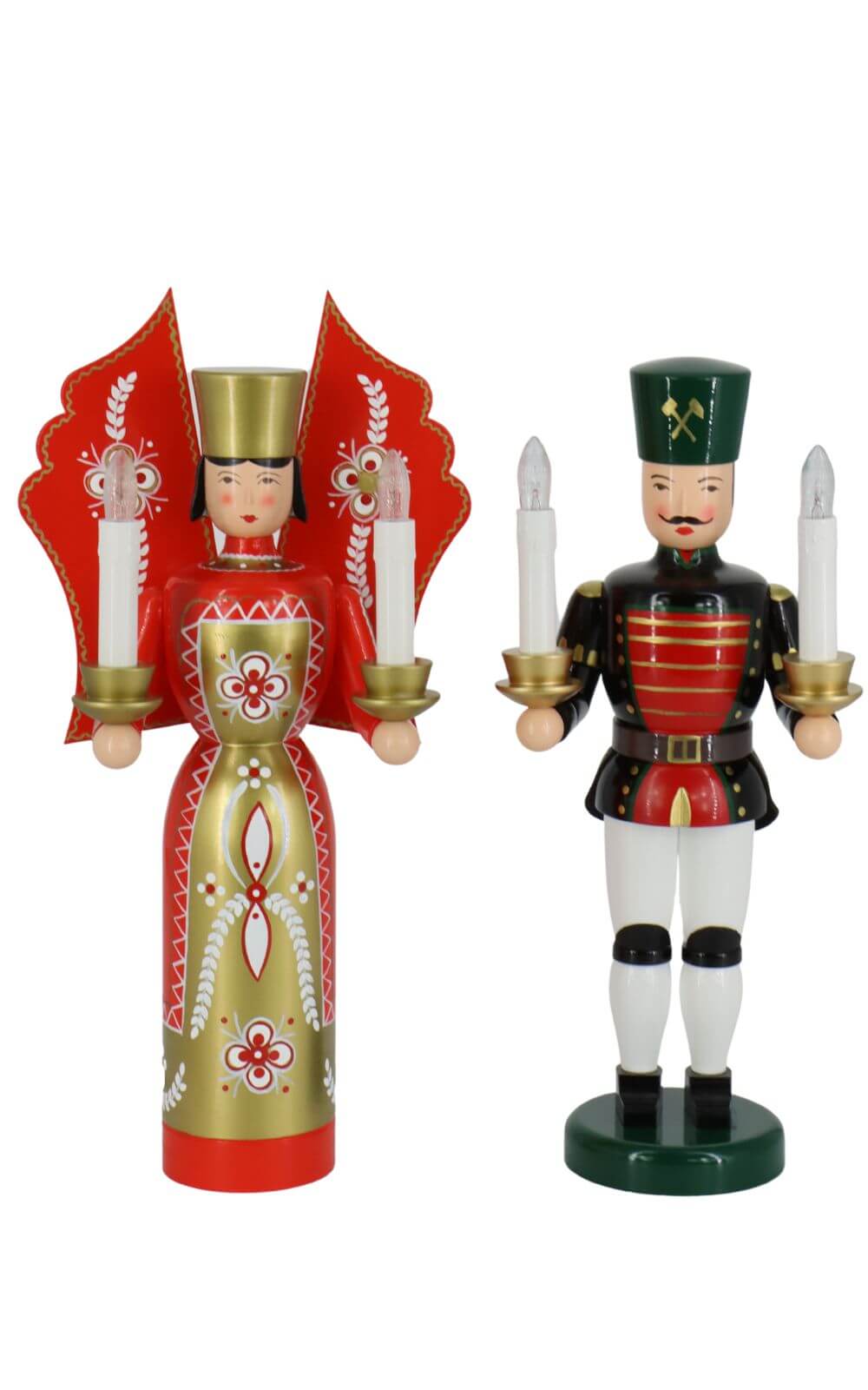Engel und Bergmann rot - gold, 36 cm, elektrisch beleuchtet von Holzkunst Gahlenz_2