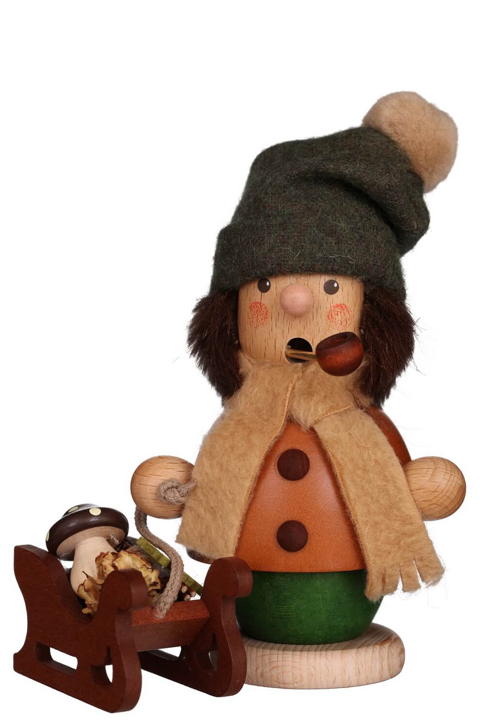 Räuchermännchen Bub mit Schlitten, 14 cm von Christian Ulbricht