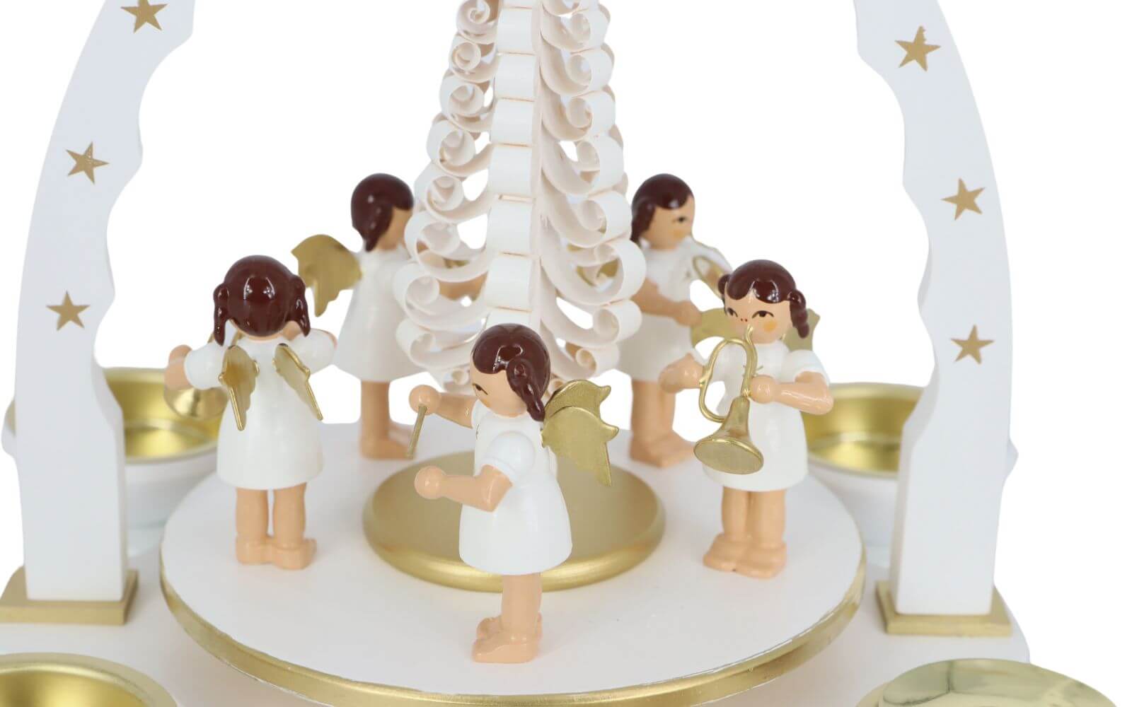 Weihnachtspyramide mit Engel für Teelichte und Kerzen, weiß, 27 cm von Richard Glässer_3