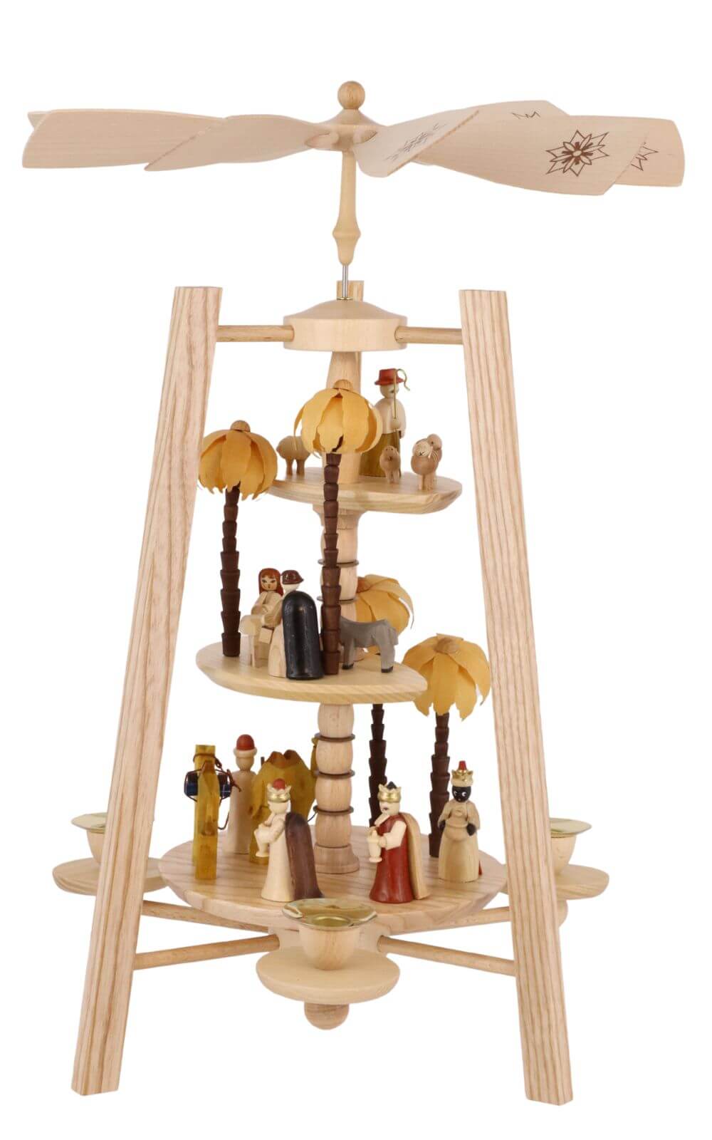 Weihnachtspyramide Christi Geburt, 3 – stöckig, natur, 40 cm von Richard Glässer_2