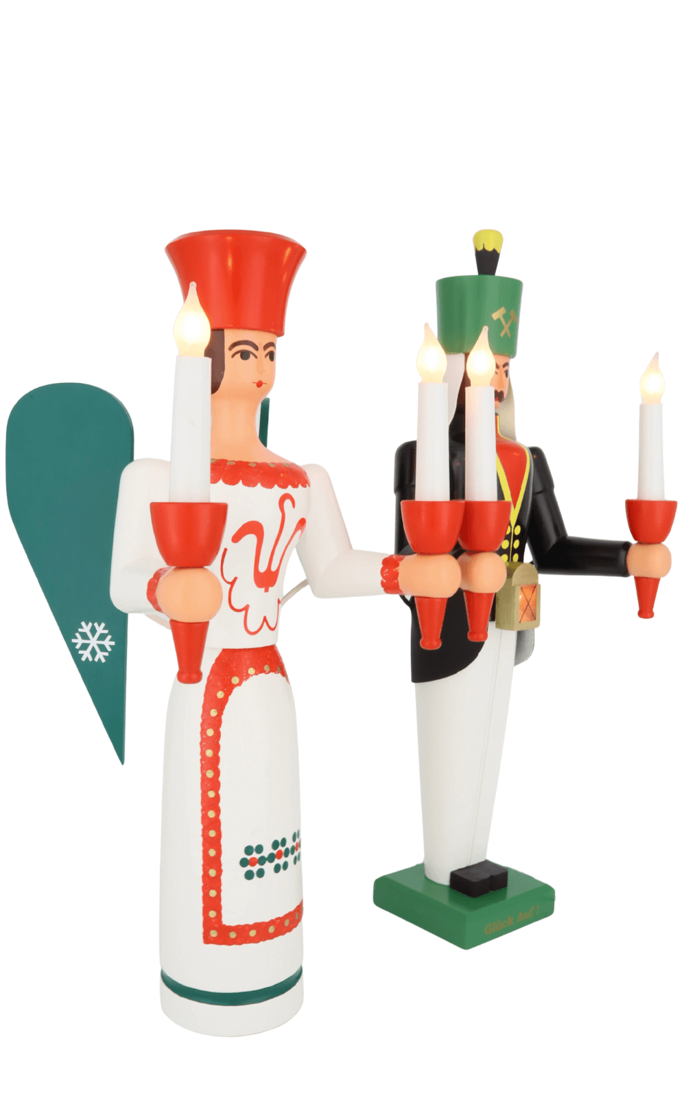 Engel und Bergmann, farbig, elektrisch beleuchtet, 50 cm von SEIFFEN.COM