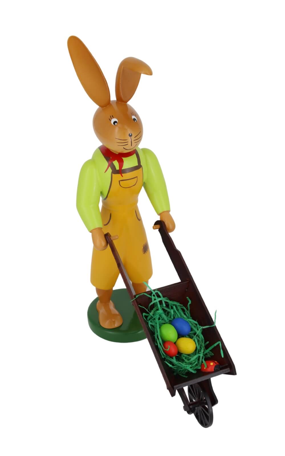 Osterhase mit Schubkarre, 25 cm von Holzkunst Gahlenz