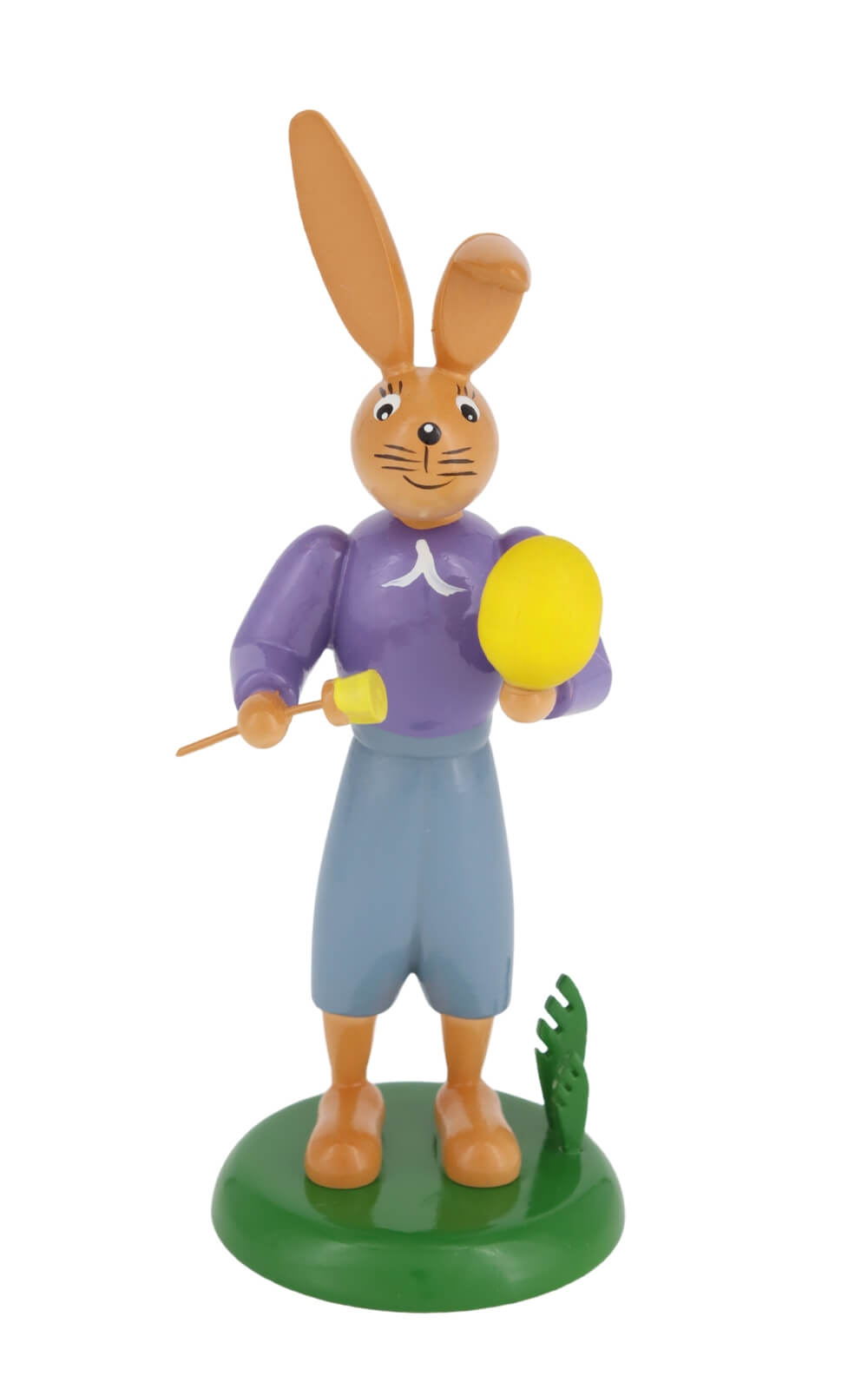 Osterhase mit Pinsel und Ei, 12 cm von Holzkunst Gahlenz