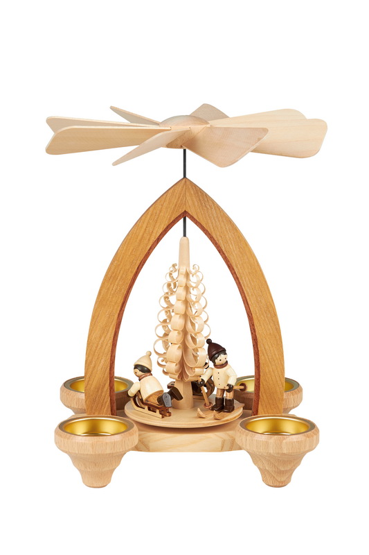 Teelichtpyramide Winterkinder für Teelichter, 26 cm von Heinz Lorenz