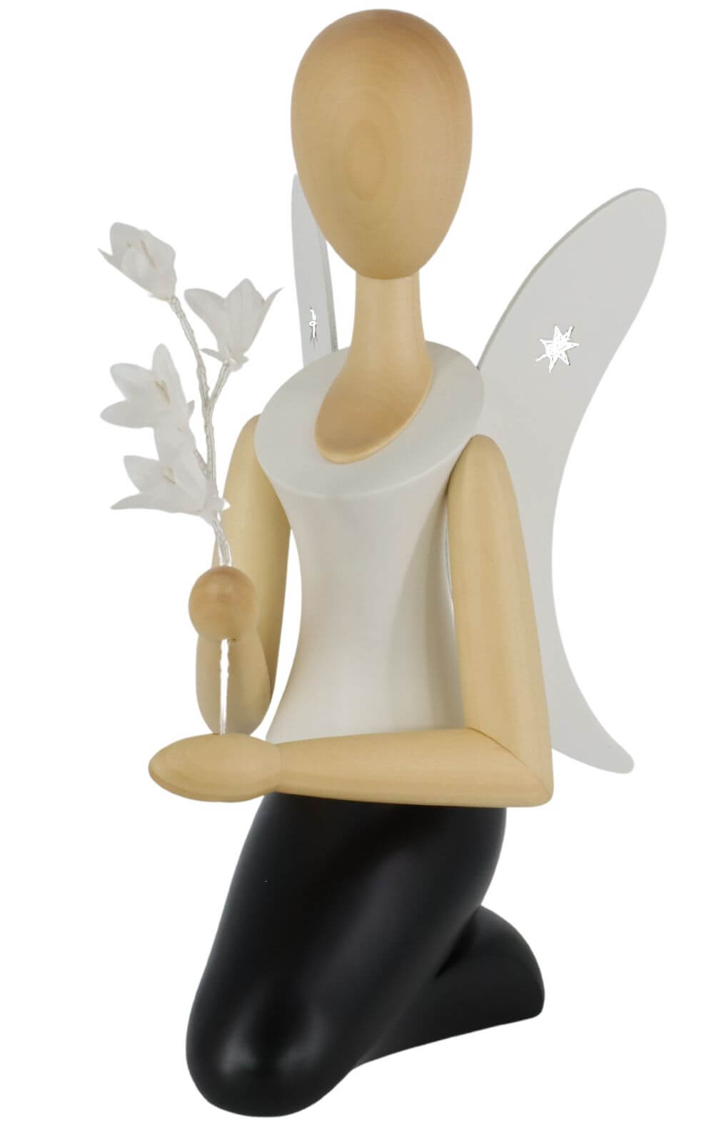 Engel - Sternkopf mit Glockenblume, knieend, 13 cm von Holzkunst Gahlenz_3